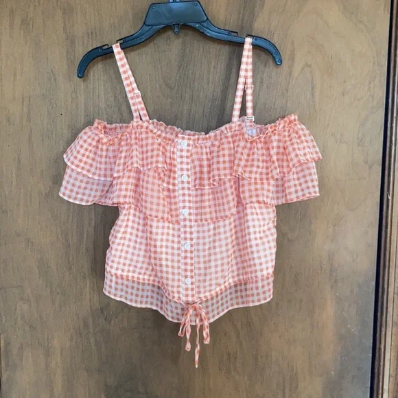 LC Lauren Conrad check print ruffle detail boho top XXL - Picture 16 of 17